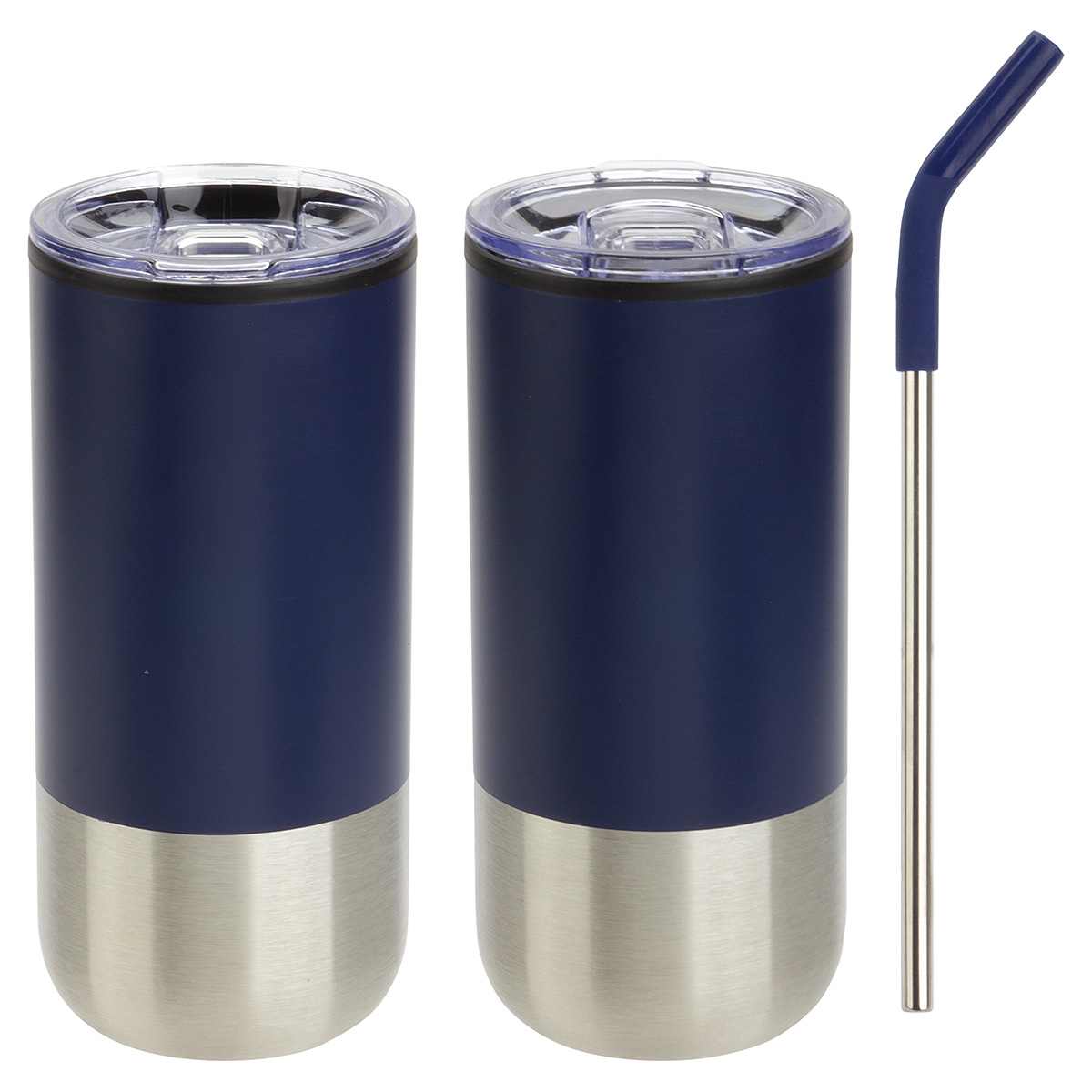Oxford 16 oz Stainless Steel/Polypropylene Tumbler with Straw 1