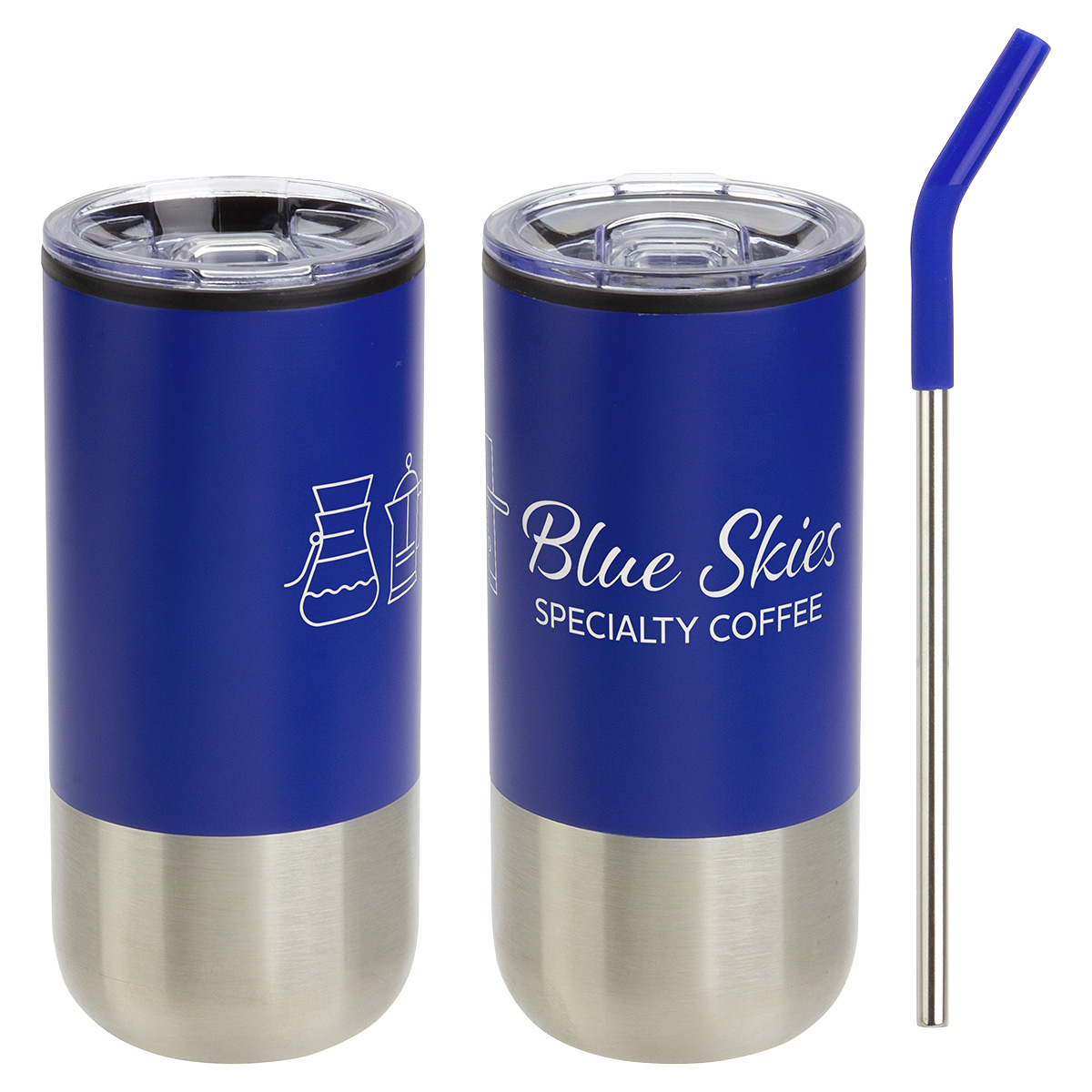 Oxford 16 oz Stainless Steel/Polypropylene Tumbler with Straw 1