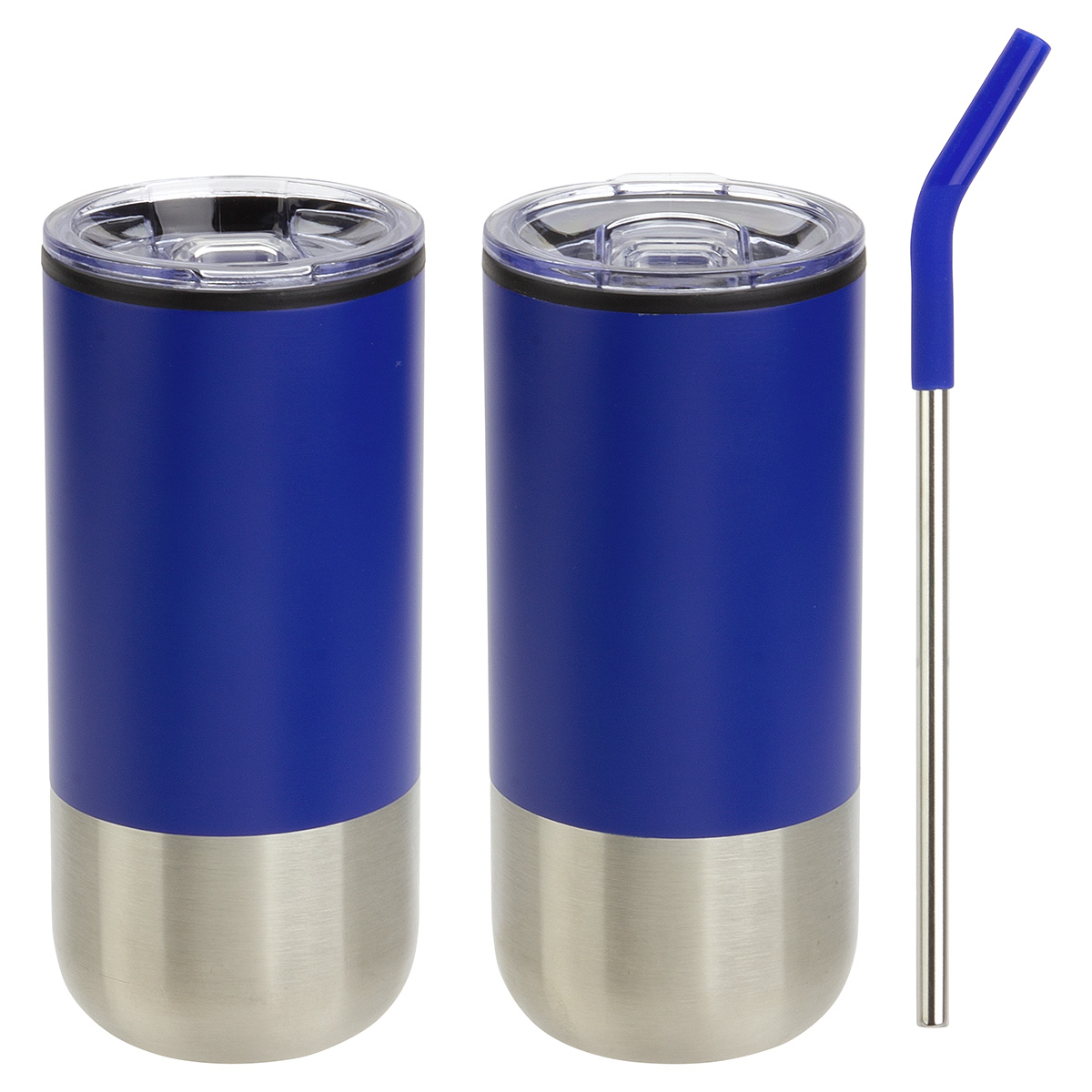 Oxford 16 oz Stainless Steel/Polypropylene Tumbler with Straw 1