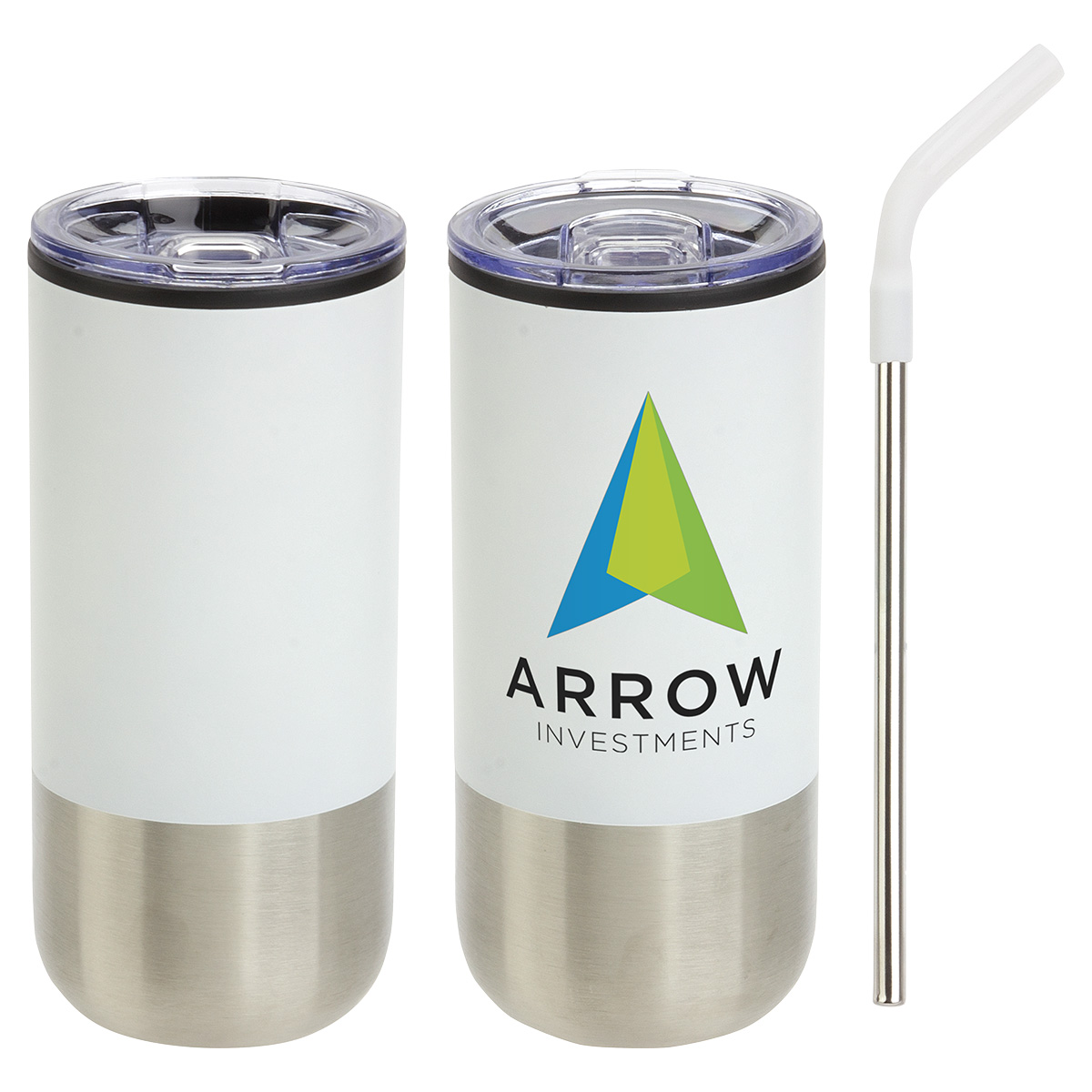 Oxford 16 oz Stainless Steel/Polypropylene Tumbler with Straw 1