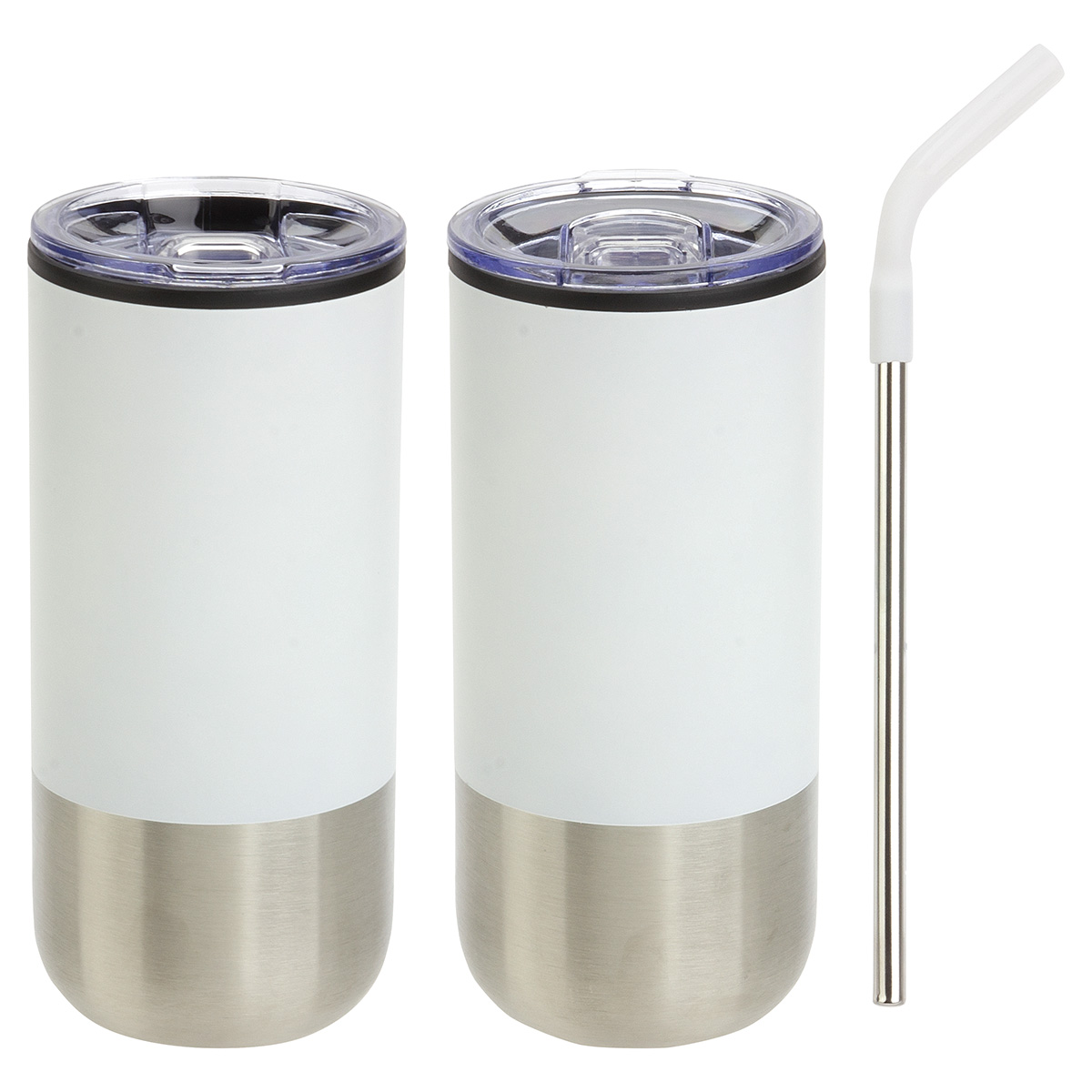 Oxford 16 oz Stainless Steel/Polypropylene Tumbler with Straw 1