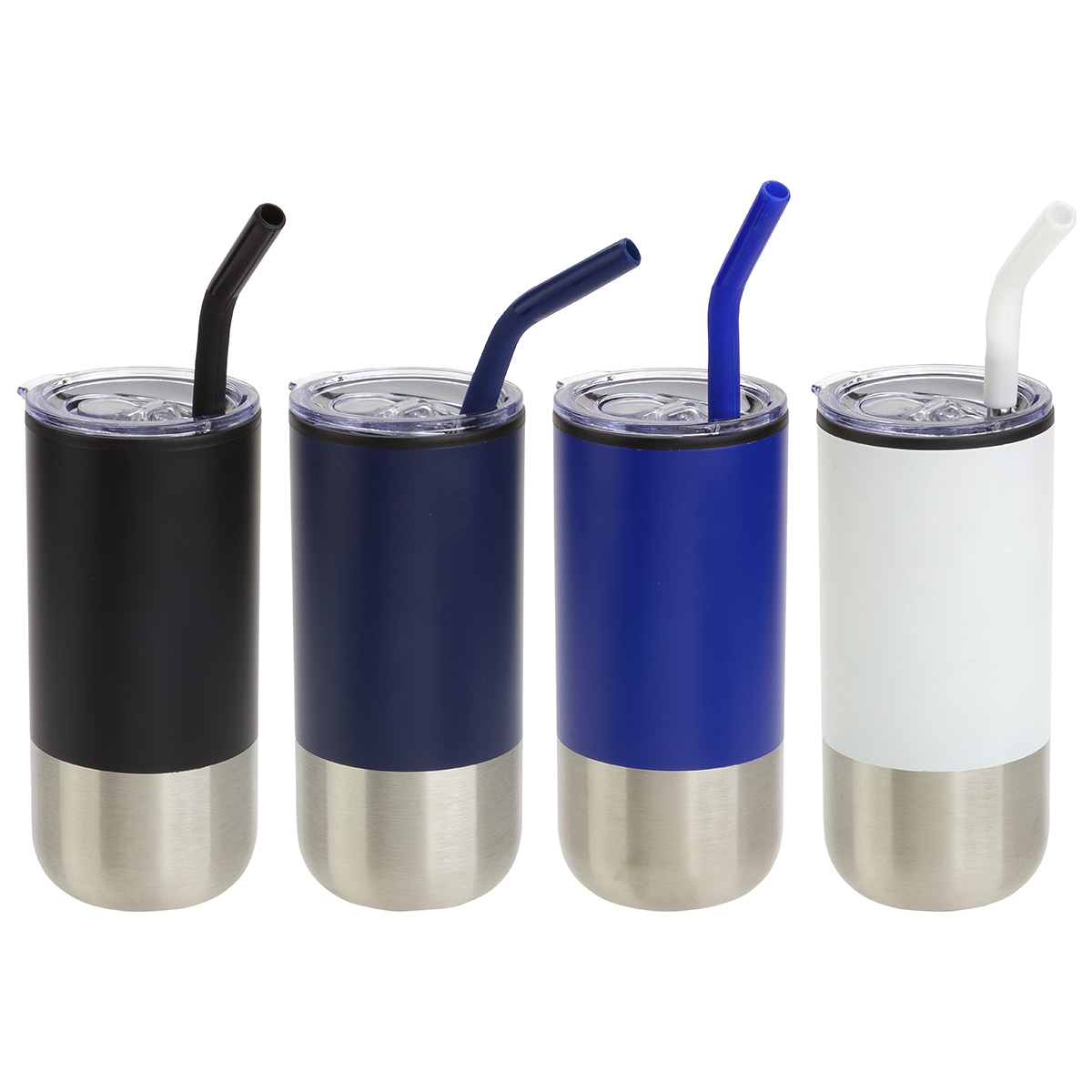Oxford 16 oz Stainless Steel/Polypropylene Tumbler with Straw 1