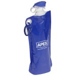 Flip Top Foldable Water Bottle with Carabiner - Blue Flip Top Foldable Water Bottle with Carabiner - Blue