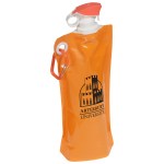 Flip Top Foldable Water Bottle with Carabiner - Orange Flip Top Foldable Water Bottle with Carabiner - Orange