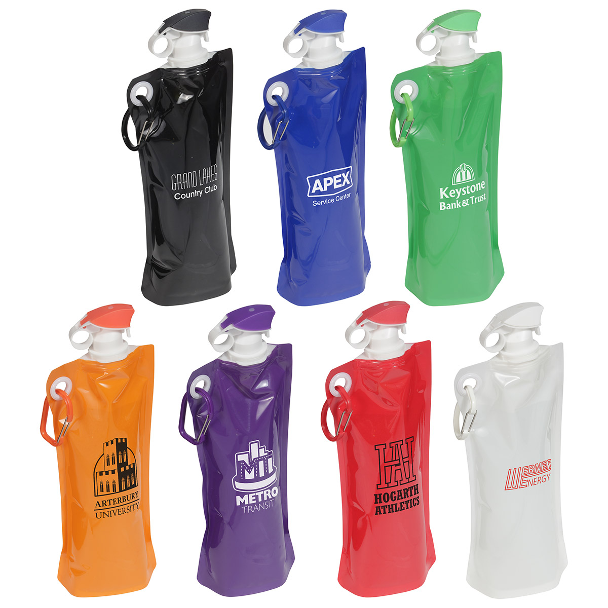 Flip Top Foldable Water Bottle with Carabiner 1