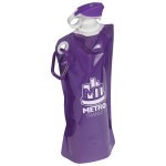 Flip Top Foldable Water Bottle with Carabiner - Purple Flip Top Foldable Water Bottle with Carabiner - Purple