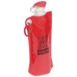 Flip Top Foldable Water Bottle with Carabiner - Red Flip Top Foldable Water Bottle with Carabiner - Red