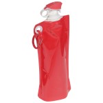 Flip Top Foldable Water Bottle with Carabiner - Red Flip Top Foldable Water Bottle with Carabiner - Red