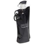 Flip Top Foldable Water Bottle with Carabiner - Black Flip Top Foldable Water Bottle with Carabiner - Black