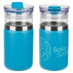 Tamari 12 oz Glass Tumbler & Vacuum Insulated Cooler - Matte Aqua Blue Tamari 12 oz Glass Tumbler & Vacuum Insulated Cooler - Matte Aqua Blue
