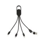 Hex 6-in-1 Light-Up Charging Cable with Carabiner Clip and Recycled Casing - Black Hex 6-in-1 Light-Up Charging Cable with Carabiner Clip and Recycled Casing - Black