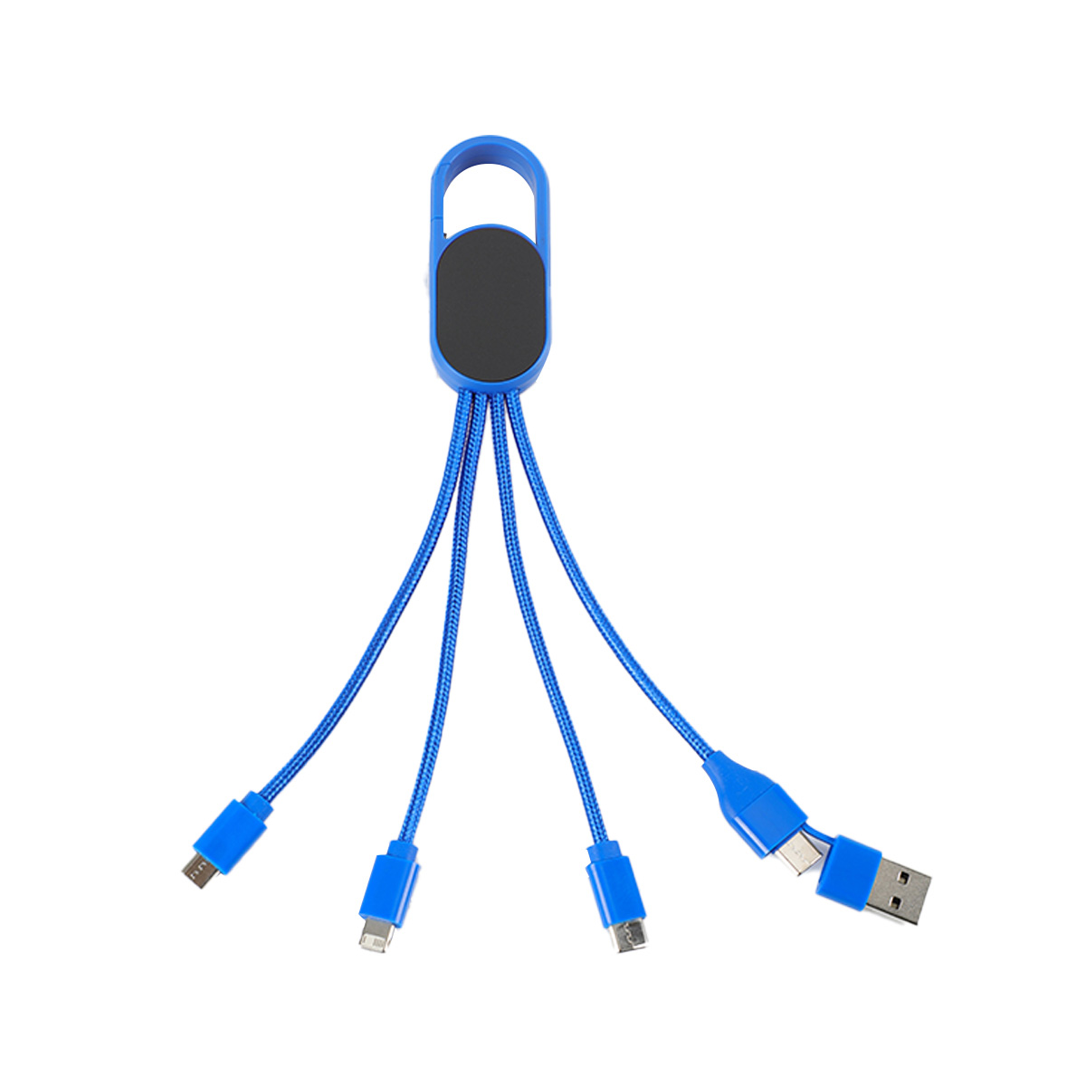 Hex 6-in-1 Light-Up Charging Cable with Carabiner Clip and Recycled Casing 1