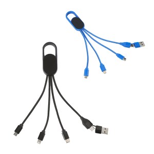 Hex 6-in-1 Light-Up Charging Cable with Carabiner Clip and Recycled Casing 1 Hex 6-in-1 Light-Up Charging Cable with Carabiner Clip and Recycled Casing 1