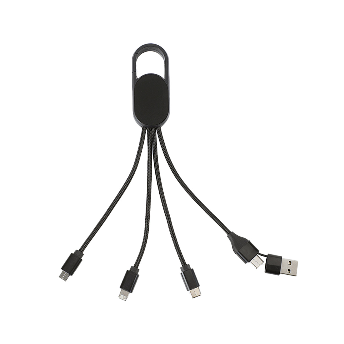 Hex 6-in-1 Light-Up Charging Cable with Carabiner Clip and Recycled Casing 1