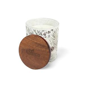 Ember 10 Oz Patterned Glass Candle With Acacia Wood Lid 1 Ember 10 Oz Patterned Glass Candle With Acacia Wood Lid 1