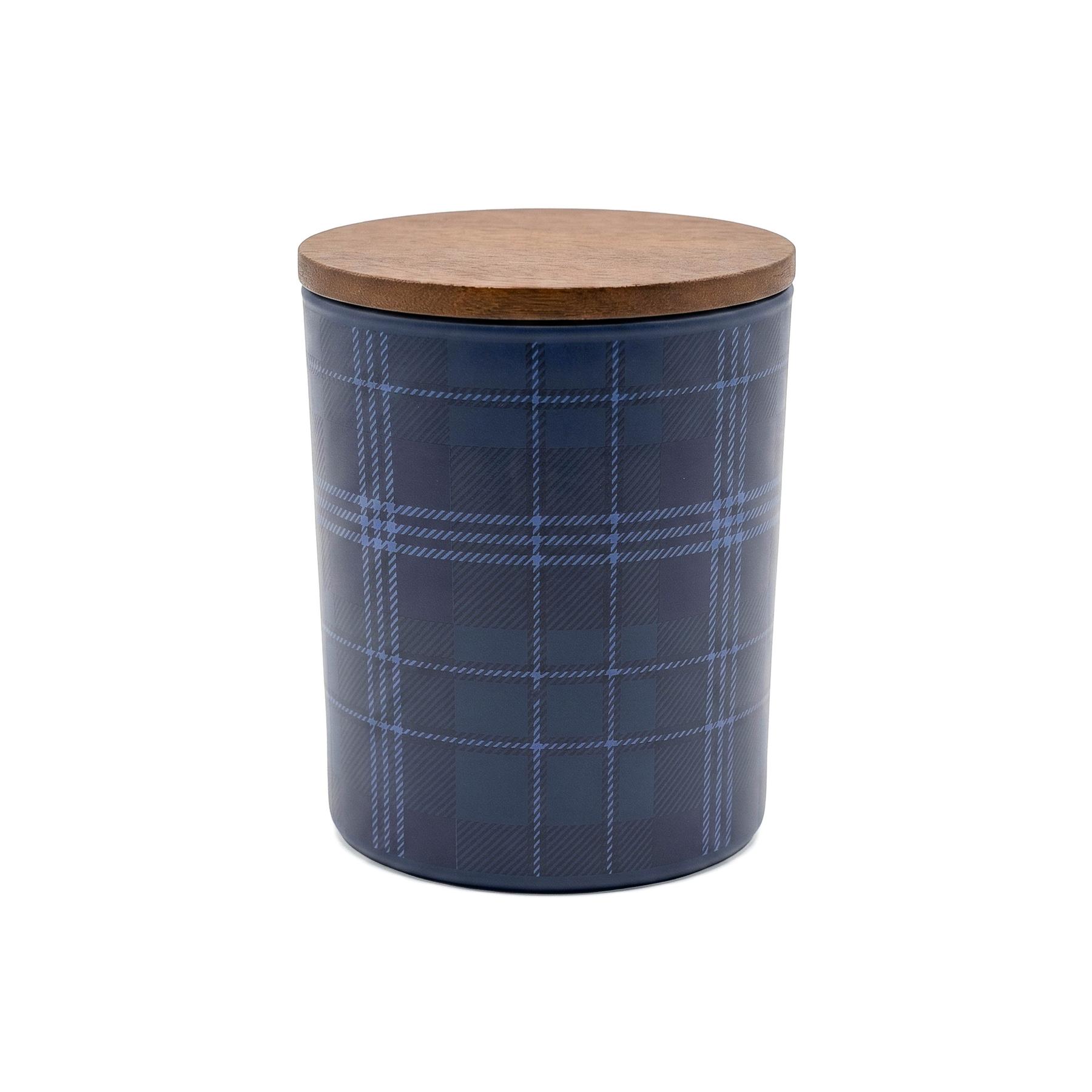 Ember 10 Oz Patterned Glass Candle With Acacia Wood Lid 1