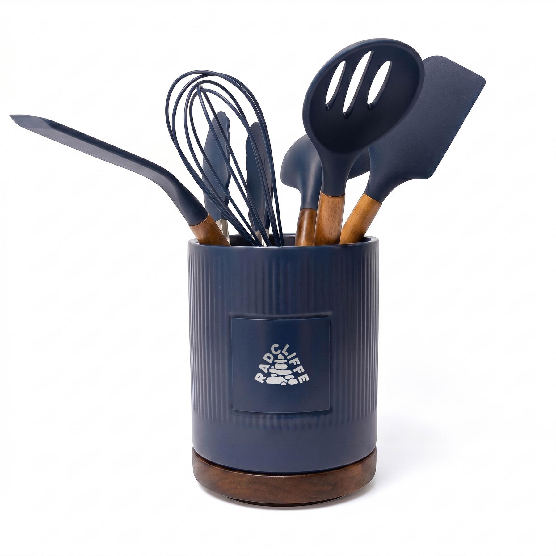Radcliffe Stoneware Utensil Holder And Spatula Set 1