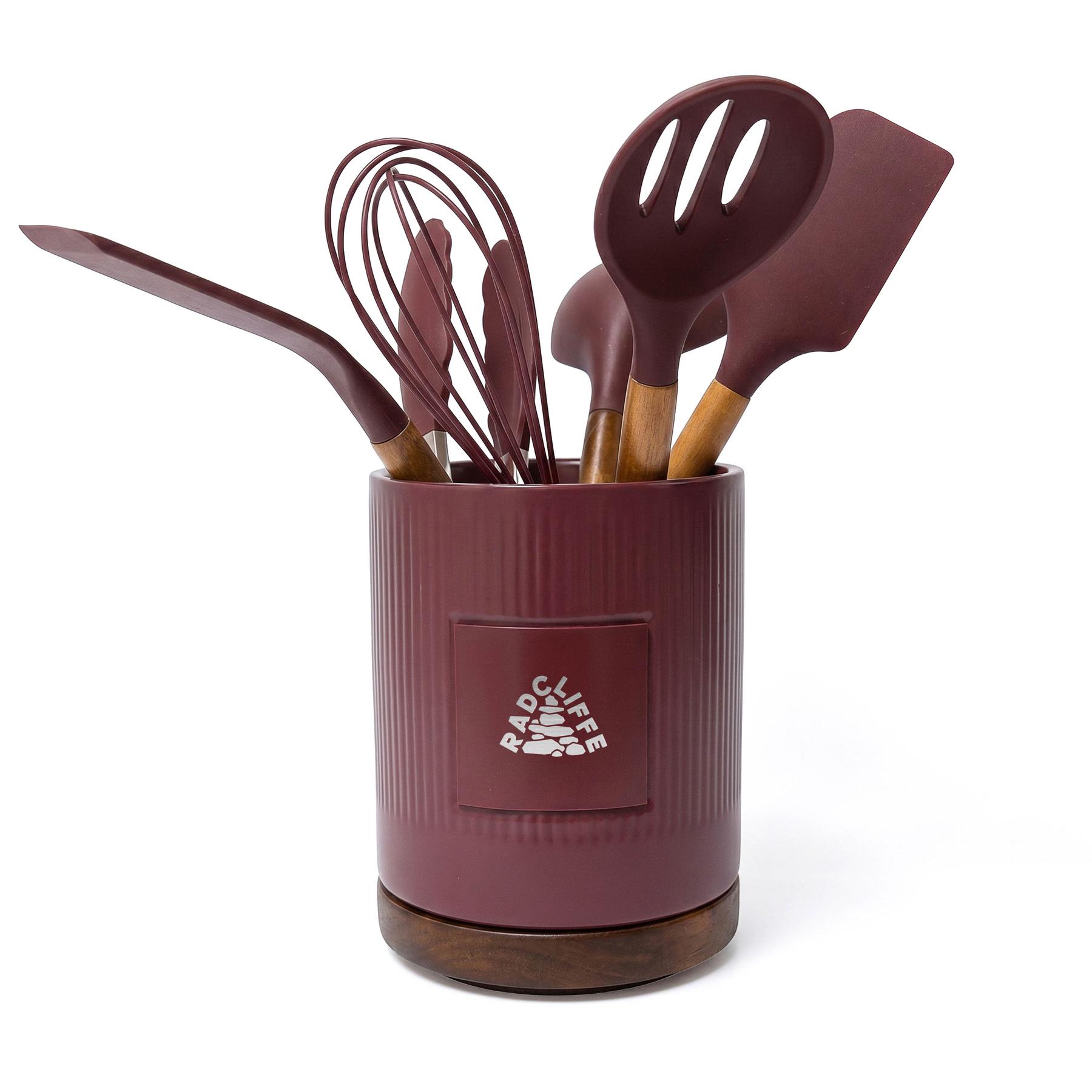 Radcliffe Stoneware Utensil Holder And Spatula Set 1