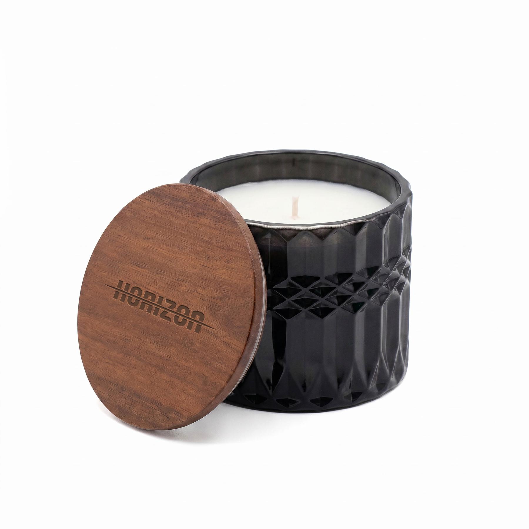 Horizon 296 Ml / 10 Oz Glass Candle With Acacia Wood Lid 1
