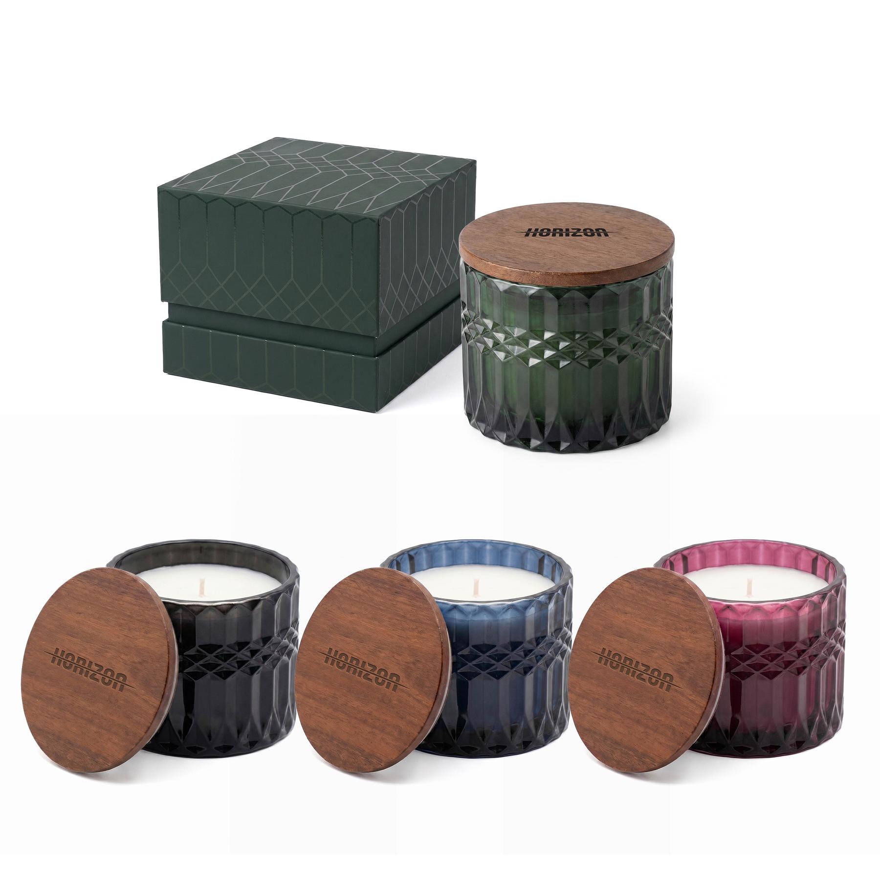Horizon 296 Ml / 10 Oz Glass Candle With Acacia Wood Lid 1