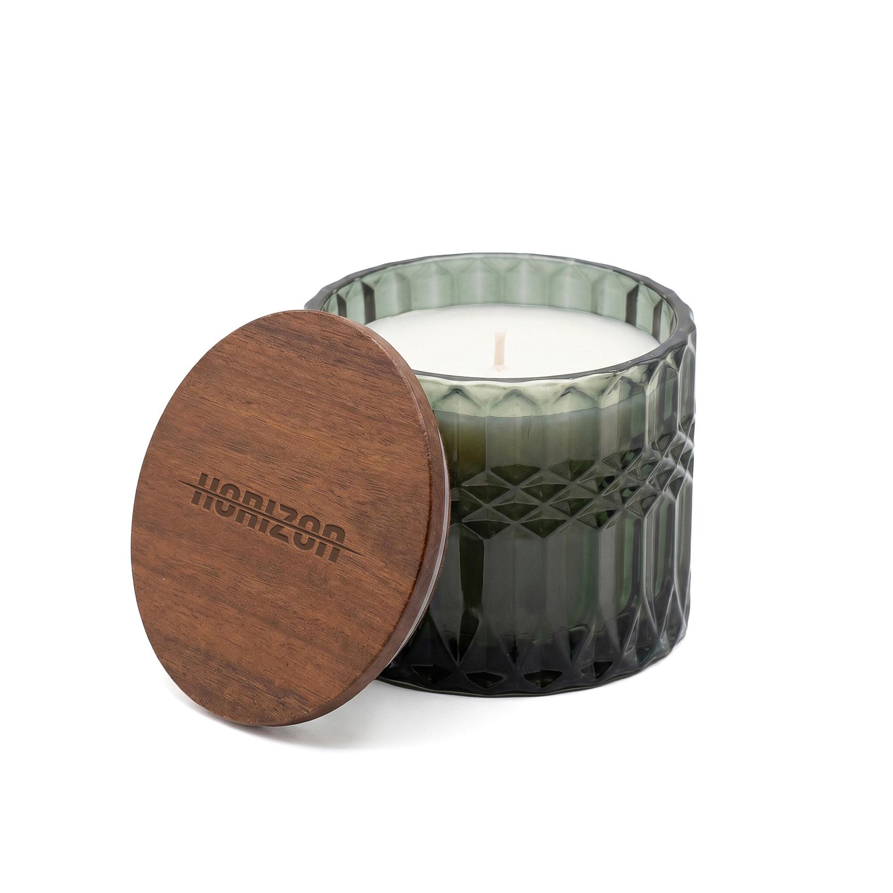 Horizon 296 Ml / 10 Oz Glass Candle With Acacia Wood Lid 1