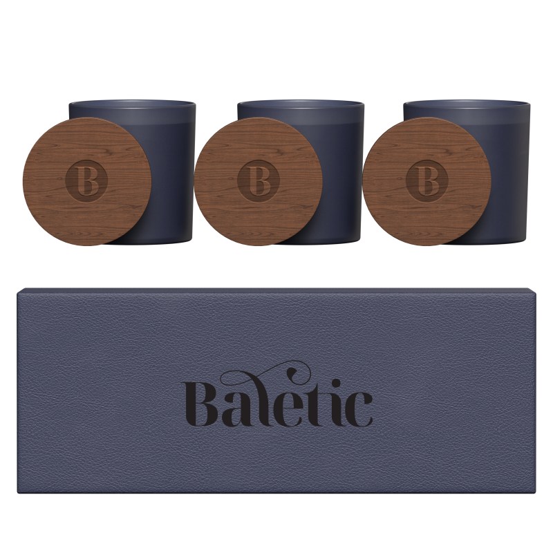 Vista Glass Candle 3-Pack With Acacia Wood Lids 1 Vista Glass Candle 3-Pack With Acacia Wood Lids 1