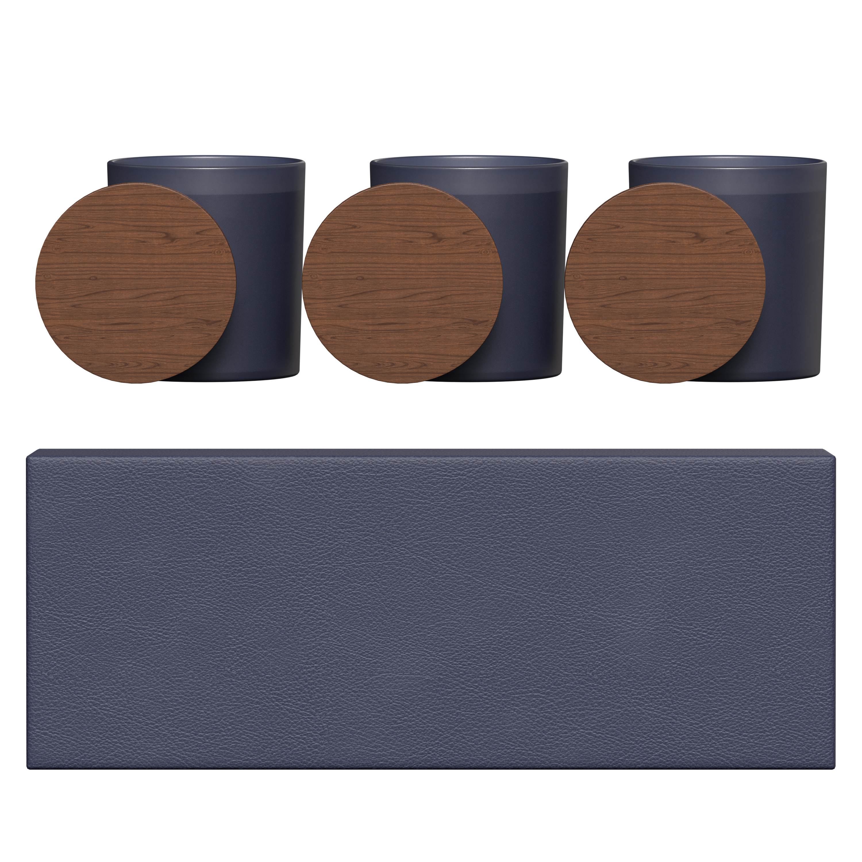 Vista Glass Candle 3-Pack With Acacia Wood Lids 1
