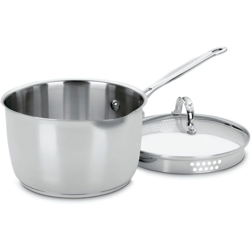 Cuisinart Chef%27s Classic Stainless Cook & Pour 3 Qt. Saucepan w/Draining Lid 2 Cuisinart Chef%27s Classic Stainless Cook & Pour 3 Qt. Saucepan w/Draining Lid 2