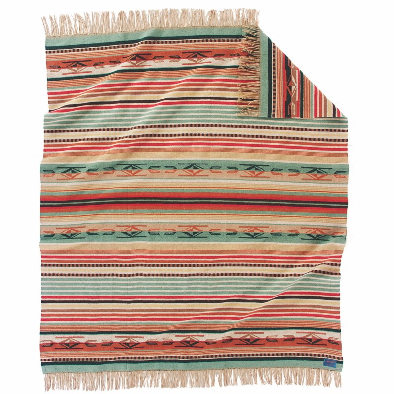Jacquard Fringed Throw, Chimayo Coral 1 Jacquard Fringed Throw, Chimayo Coral 1