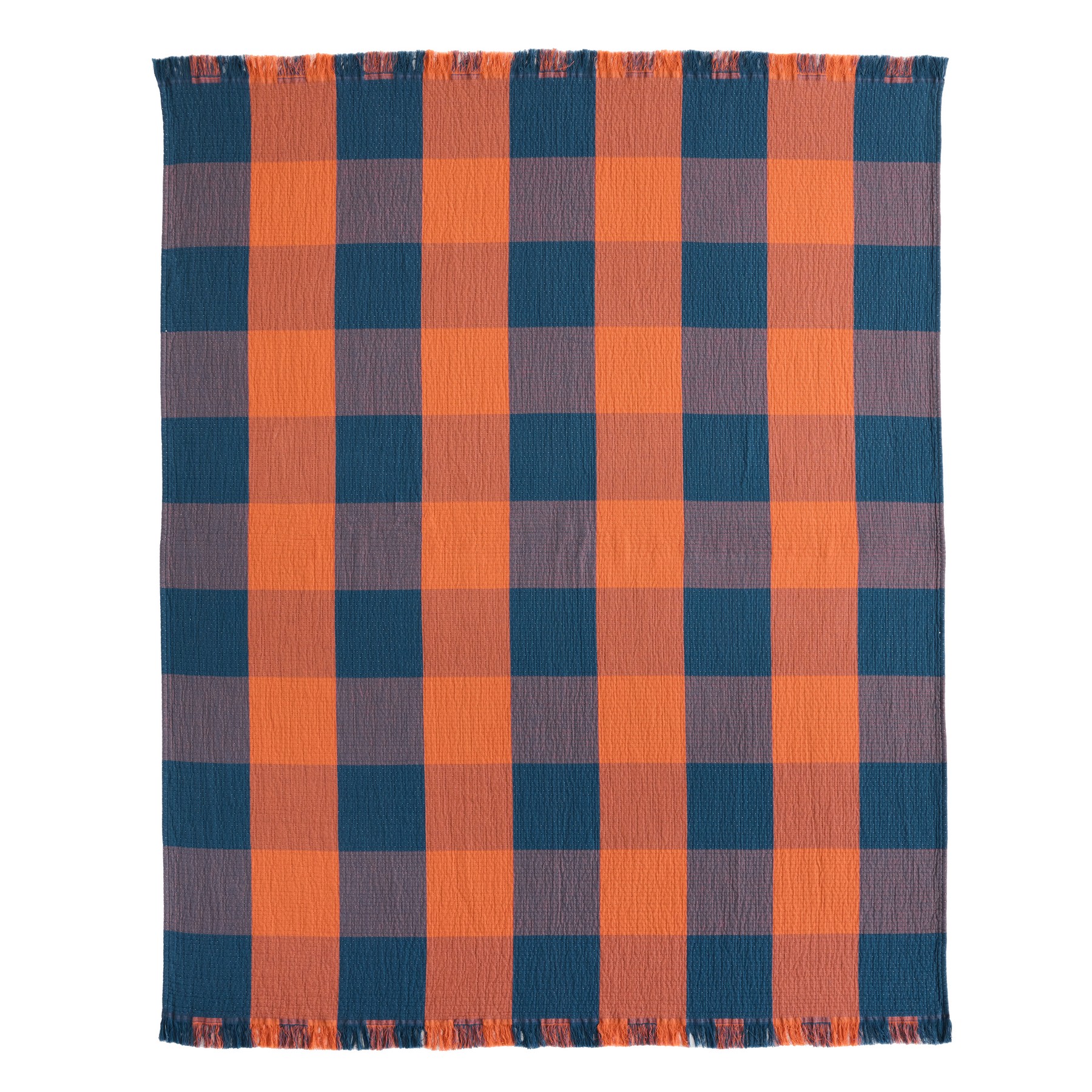 Organic Cotton Throw, Copper/Indigo 1