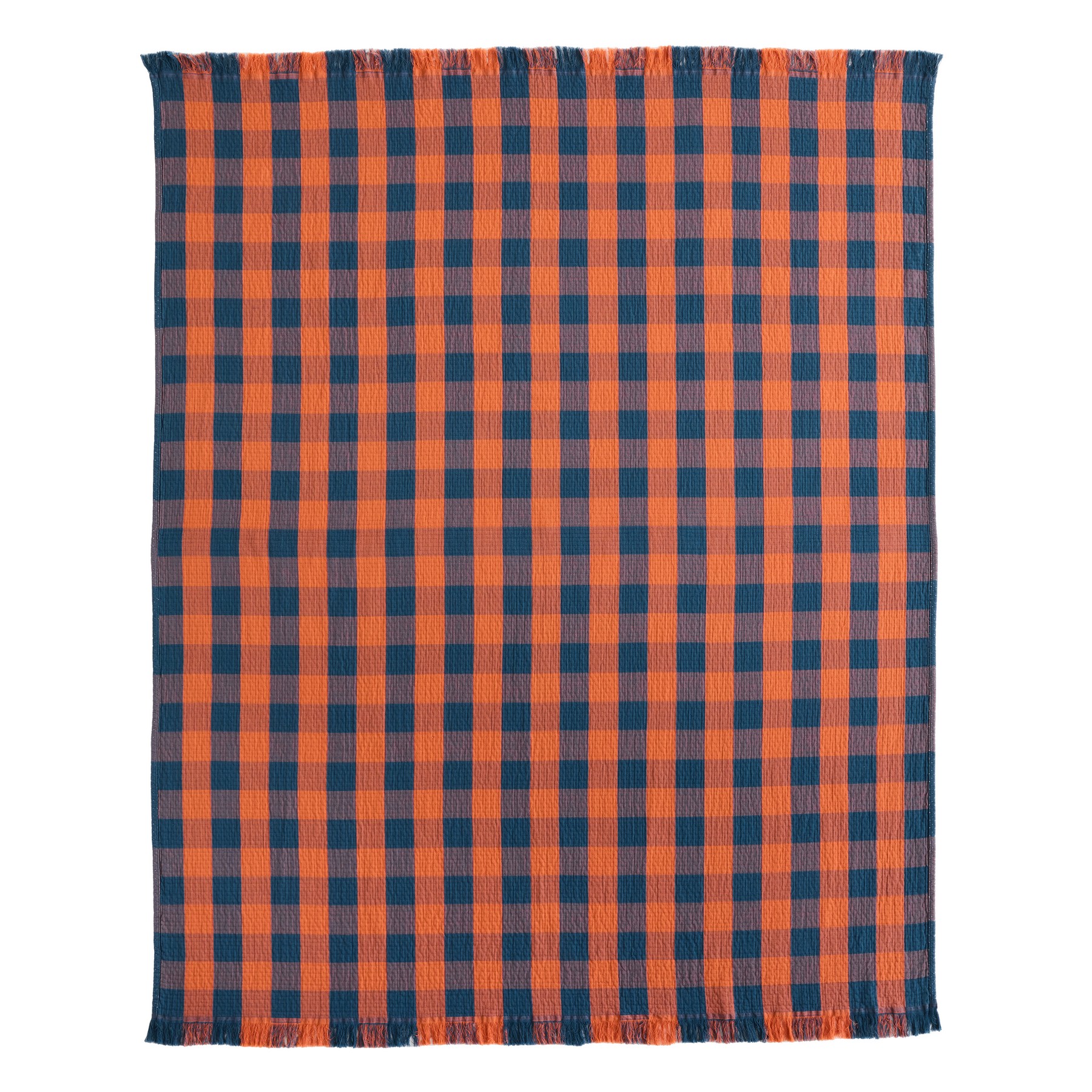 Organic Cotton Throw, Copper/Indigo 1
