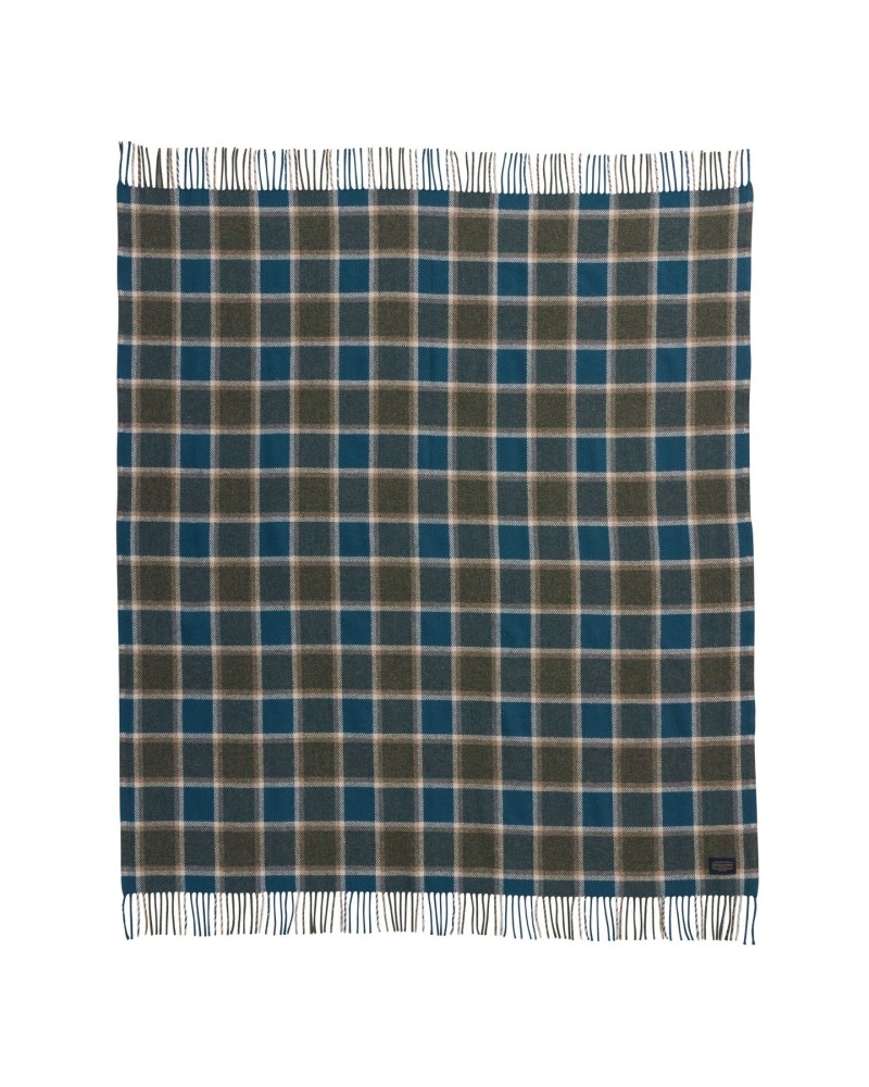 Eco Wise Washable Throw, Olive/Blue Check 1 Eco Wise Washable Throw, Olive/Blue Check 1