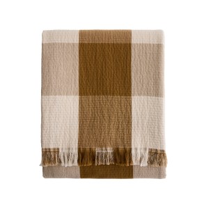 Organic Cotton Throw, Ivory/Ochre 1 Organic Cotton Throw, Ivory/Ochre 1