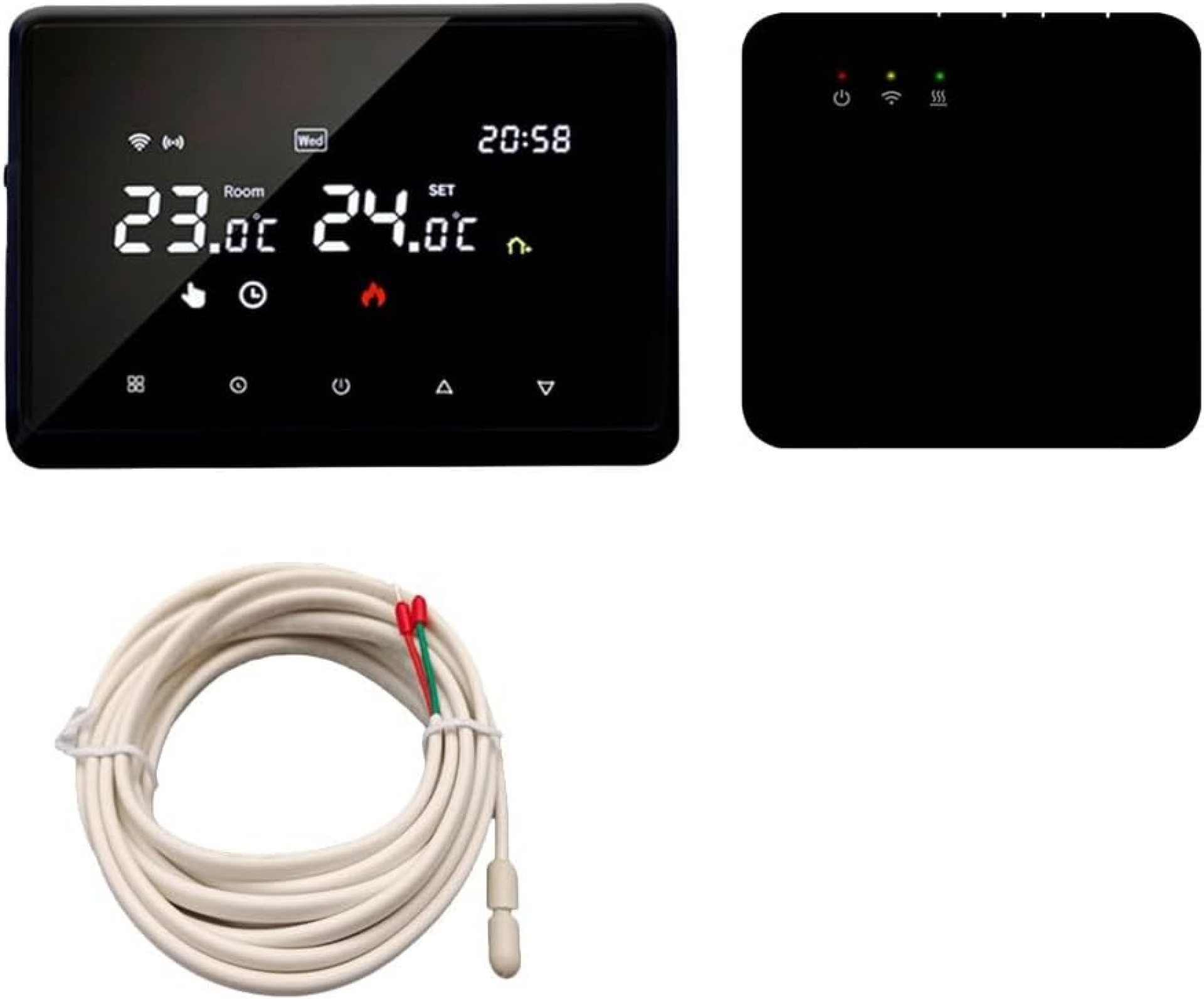 Wi-Fi Smart Thermostat Programmable Thermostat W/RF Receiver Voice APP Control, Programmable WiFi Smart Thermostat For Gas Boiler Systems, Voice Functionality(White) Wi-Fi Smart Thermostat Programmable Thermostat W/RF Receiver Voice APP Control, Programmable WiFi Smart Thermostat For Gas Boiler Systems, Voice Functionality(White)