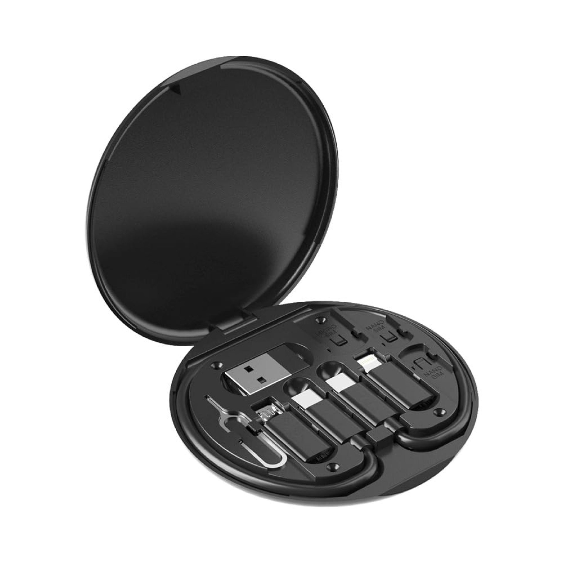 ZALUJMUS Multifunctional Data Cable Storage Box Adaptor for IOS Devices, USB-C and Micro-USB Devices Universal Data Transfer Cable (Black) ZALUJMUS Multifunctional Data Cable Storage Box Adaptor for IOS Devices, USB-C and Micro-USB Devices Universal Data Transfer Cable (Black)