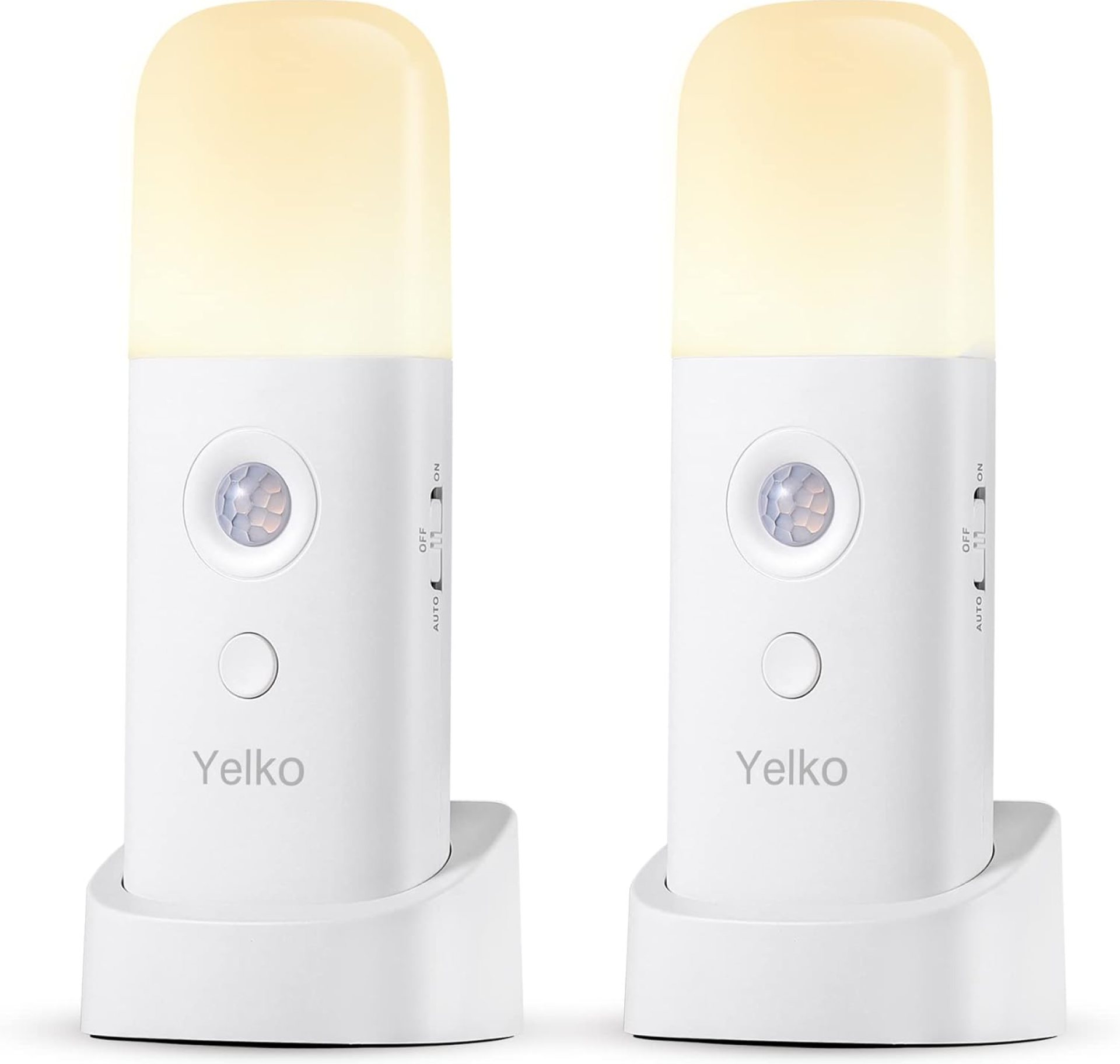 YELKO Motion Sensor Night Light, 2000mAh Rechargeable Night Lights Battery Powered, PortableDimmable Nightlights with 5 Brightness Levels for Kids,Adults (Warm White 2Pack) YELKO Motion Sensor Night Light, 2000mAh Rechargeable Night Lights Battery Powered, PortableDimmable Nightlights with 5 Brightness Levels for Kids,Adults (Warm White 2Pack)