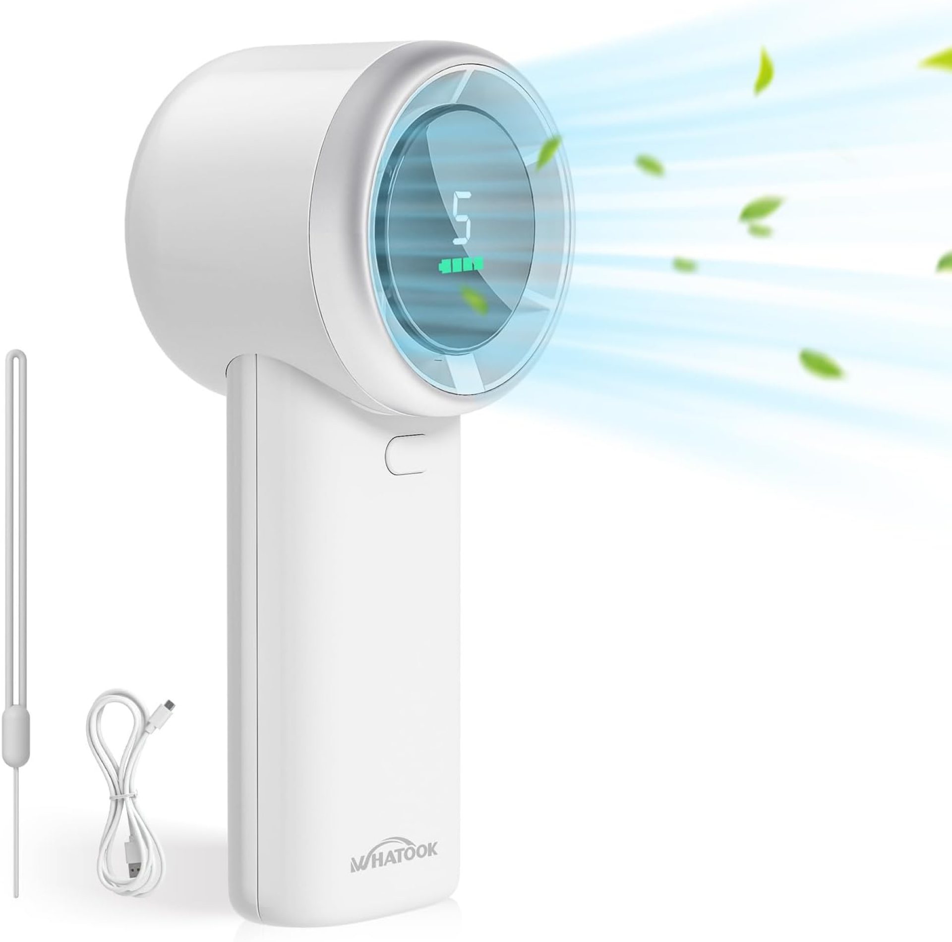 WHATOOK Handheld Fan, 2024 Powerful High Speed Cooling Turbo Mini Fan with LED Display, 5 Speeds USB Rechargeable Portable Fans, 2H Fast charging, Personal Small Stylish Travel Fan for Woman Outdoor WHATOOK Handheld Fan, 2024 Powerful High Speed Cooling Turbo Mini Fan with LED Display, 5 Speeds USB Rechargeable Portable Fans, 2H Fast charging, Personal Small Stylish Travel Fan for Woman Outdoor