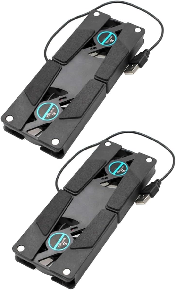 Lurrose 2PCS Laptop Cooler Pad with Nonslip Design Powered Ventilated Support for Notebook and Game Console Built Quiet Fans for Efficient Heat Reduction Lurrose 2PCS Laptop Cooler Pad with Nonslip Design Powered Ventilated Support for Notebook and Game Console Built Quiet Fans for Efficient Heat Reduction