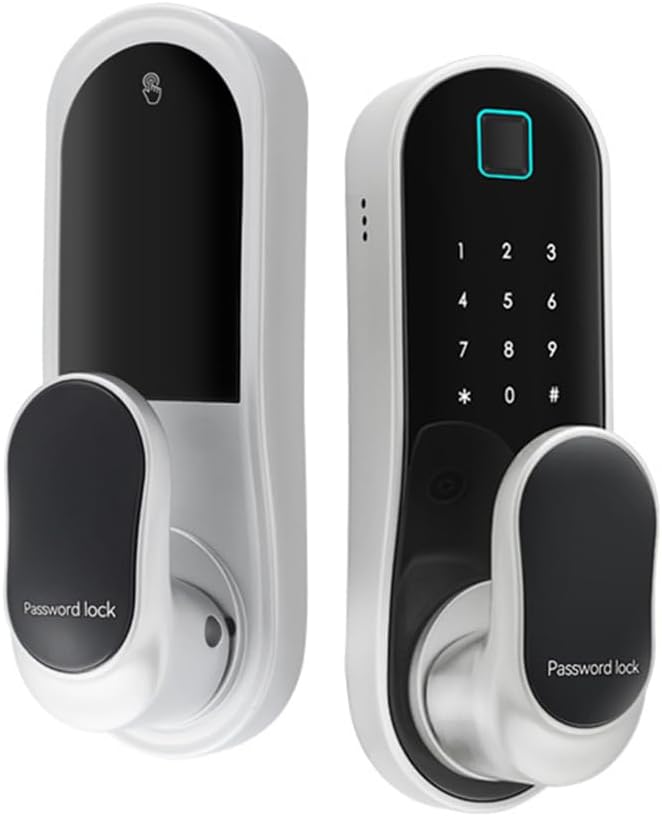 Matybobe Smart Door Lock – Keyless Entry Handle with 2 Cards, 2 Keys, Biometric & App Remote Operation – WiFi Smart Lock for 30-60mm Office, Home, Bedroom Doors Matybobe Smart Door Lock – Keyless Entry Handle with 2 Cards, 2 Keys, Biometric & App Remote Operation – WiFi Smart Lock for 30-60mm Office, Home, Bedroom Doors