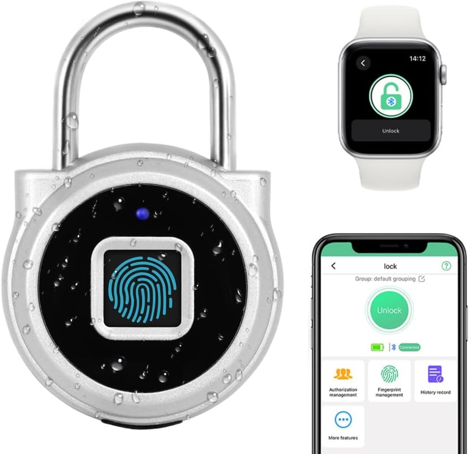 Gym Locker Padlock eLinkSmart Fingerprint Padlock with 1000+ App User – Outdoor Waterproof Security Smart Lock for Gym Locker Backpack Field Box (Silver) Gym Locker Padlock eLinkSmart Fingerprint Padlock with 1000+ App User – Outdoor Waterproof Security Smart Lock for Gym Locker Backpack Field Box (Silver)