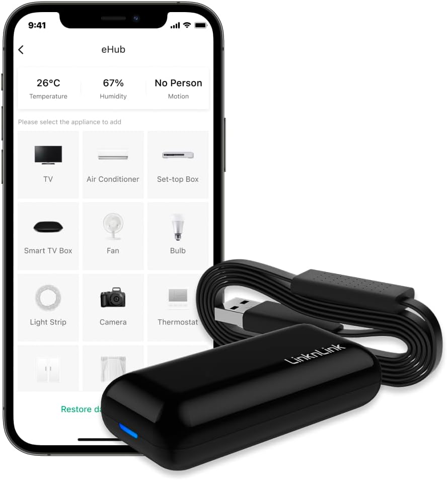 LinknLink eHub 5-in-1 Smart WiFi Universal Remote: IR and RF Control with Motion, Temperature, Humidity Sensors, 3 Years Free Data Storage Export, Works with Alexa, Google Home, Modbus LinknLink eHub 5-in-1 Smart WiFi Universal Remote: IR and RF Control with Motion, Temperature, Humidity Sensors, 3 Years Free Data Storage Export, Works with Alexa, Google Home, Modbus