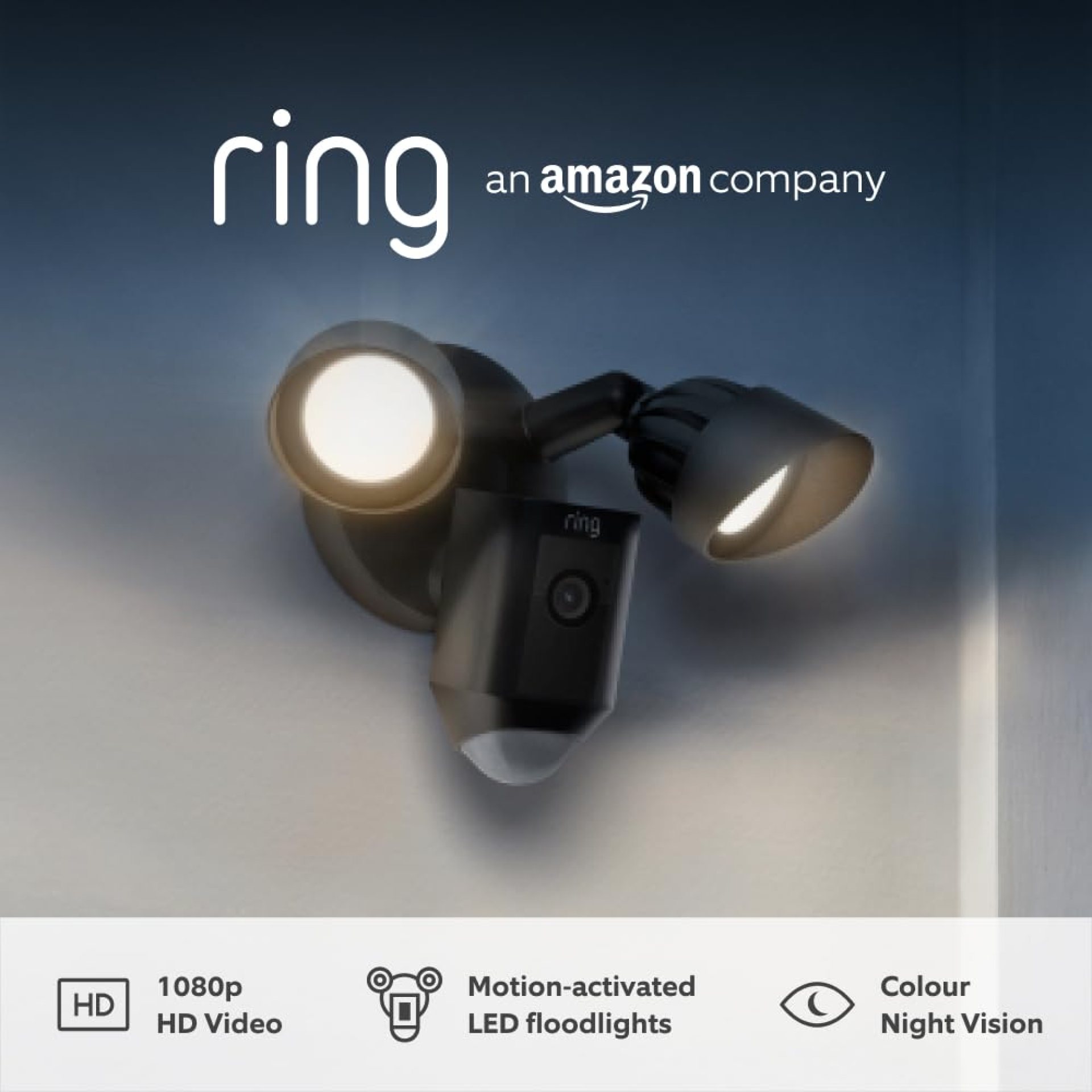 Ring Floodlight Cam Wired Plus | Outdoor Security Camera 1080p HD Video, LED Floodlights, Siren, Wifi, Hardwired | alternative to CCTV system | 30-day free trial of Ring Home | Black Ring Floodlight Cam Wired Plus | Outdoor Security Camera 1080p HD Video, LED Floodlights, Siren, Wifi, Hardwired | alternative to CCTV system | 30-day free trial of Ring Home | Black