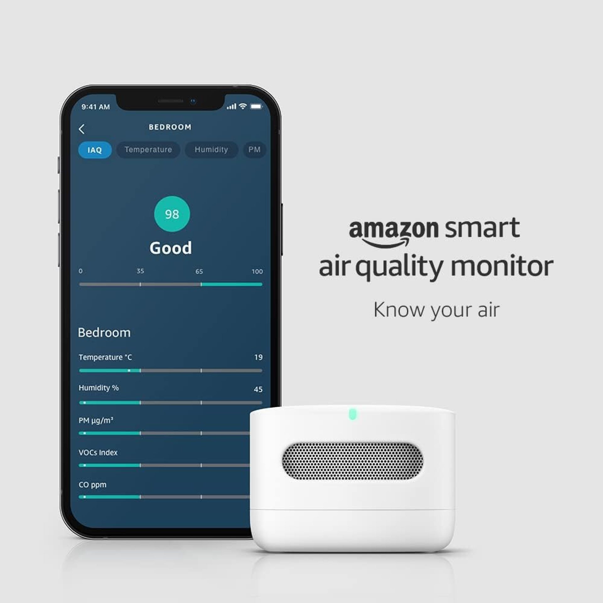 Amazon Smart Air Quality Monitor (Newest gen) | Know your air, Works with Alexa Amazon Smart Air Quality Monitor (Newest gen) | Know your air, Works with Alexa