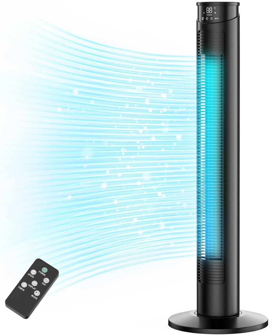 KIMBONNI Tower Fan with Remote, 70° Oscillating Bladeless Fan, Ultra-quiet, 1-12 Hour Timer, ECO Mode, 6 Speeds 5 Modes, Floor Fan Tower for Home Office Use, LED Display, Shut Off, Easy Operation KIMBONNI Tower Fan with Remote, 70° Oscillating Bladeless Fan, Ultra-quiet, 1-12 Hour Timer, ECO Mode, 6 Speeds 5 Modes, Floor Fan Tower for Home Office Use, LED Display, Shut Off, Easy Operation