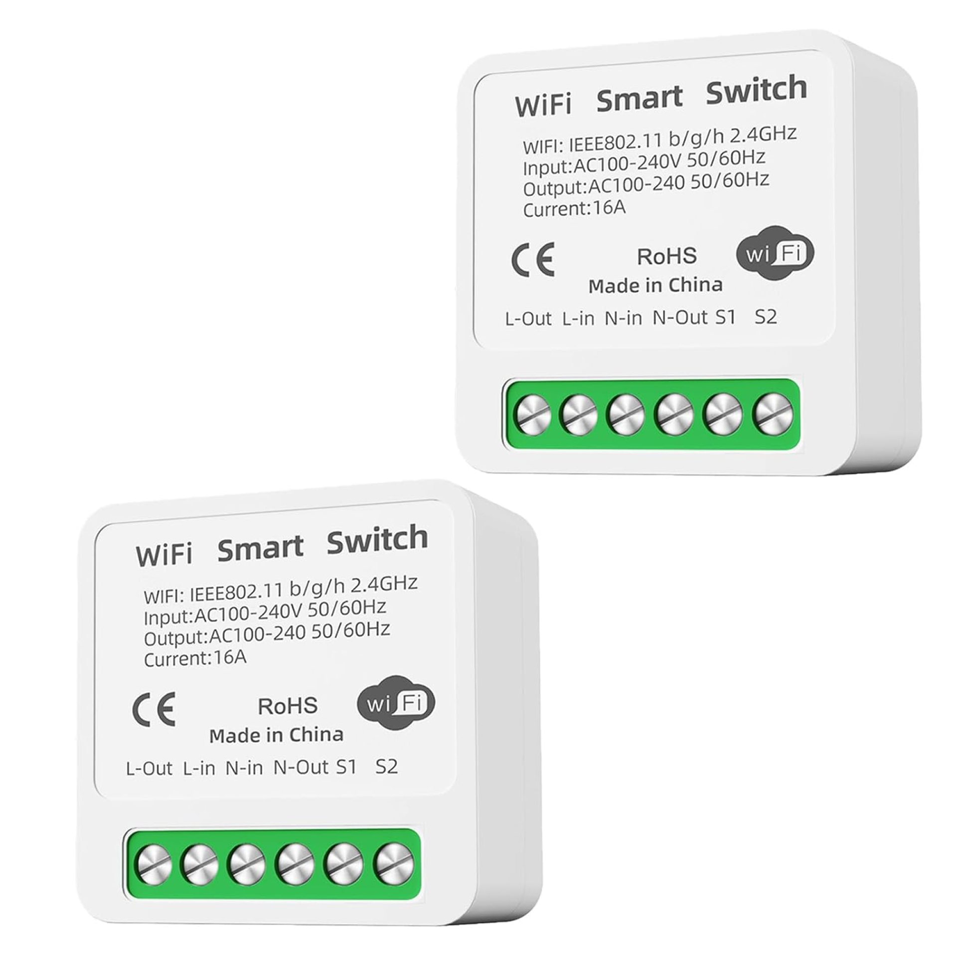 2Pcs Smart Light Switch,Smart Home WLAN Bluetooth Switch Wireless Switch Remote Control DIY Fits Behind Wall Switch,Smart Switch Compatible with Google Home,Alexa Echo,Smart Life/Tuya 2Pcs Smart Light Switch,Smart Home WLAN Bluetooth Switch Wireless Switch Remote Control DIY Fits Behind Wall Switch,Smart Switch Compatible with Google Home,Alexa Echo,Smart Life/Tuya