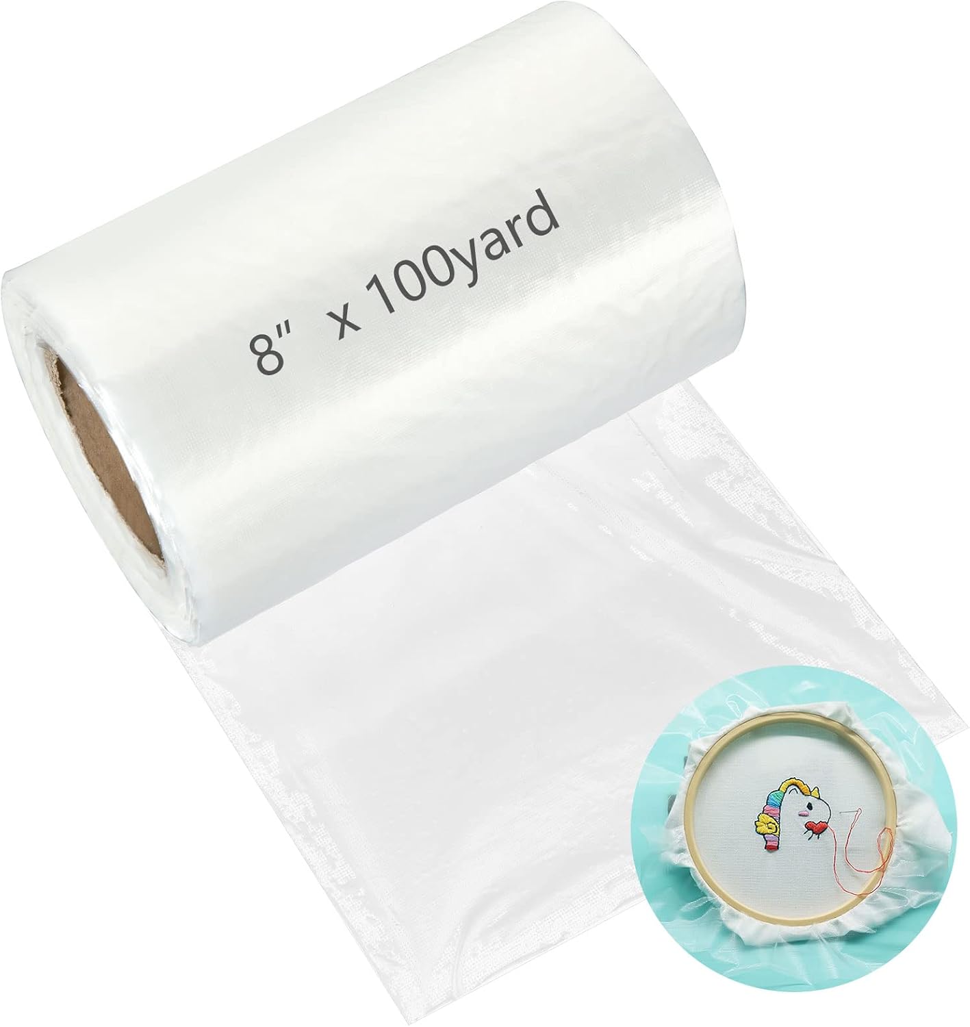 YAYODS 8″ x 100yd Wash Away Embroidery Stabilizer, 20CM x 90M Water Soluble Embroidery Topping Film, 35UM Embroidery Topping Film for Machine Embroidery and Hand Sewing YAYODS 8″ x 100yd Wash Away Embroidery Stabilizer, 20CM x 90M Water Soluble Embroidery Topping Film, 35UM Embroidery Topping Film for Machine Embroidery and Hand Sewing