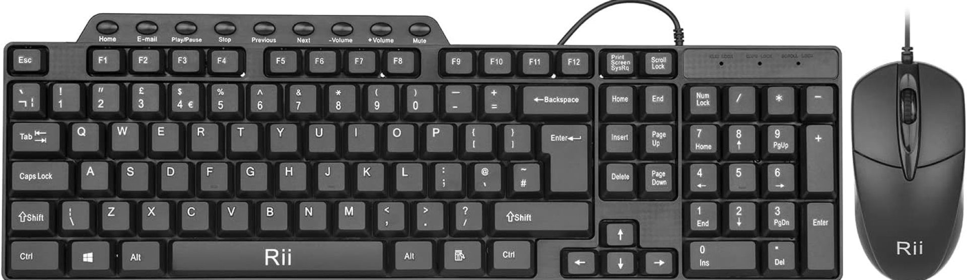 Rii RK203 Full Size Slim Wired Keyboard and Mouse for Computer, Laptop, PC, Notebook, Windows Home Office Rii RK203 Full Size Slim Wired Keyboard and Mouse for Computer, Laptop, PC, Notebook, Windows Home Office