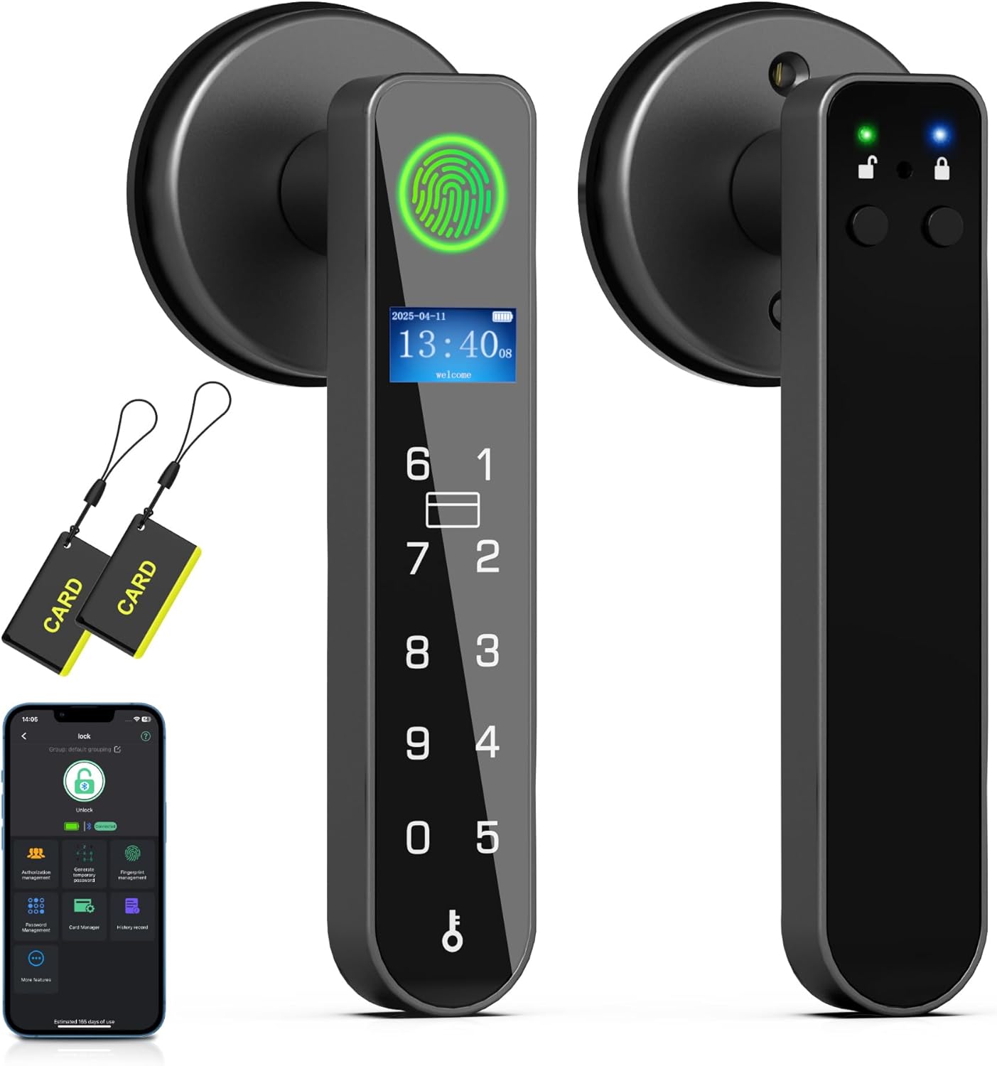 Smart Door Knob Lock with Display Screen, Foxlock 5 in 1 Keyless Biometric Electronic Fingerprint Keyboard Password Bluetooth Door Handle Lock for Home Bedroom Hotel Office Apartment – Black Smart Door Knob Lock with Display Screen, Foxlock 5 in 1 Keyless Biometric Electronic Fingerprint Keyboard Password Bluetooth Door Handle Lock for Home Bedroom Hotel Office Apartment – Black