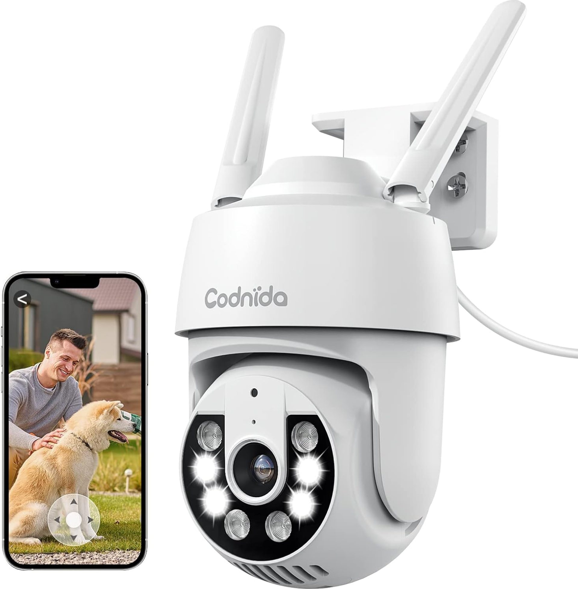 Codnida 2K Security Camera Outdoor, 360° PTZ WiFi Camera, CCTV Camera with 24/7 Recording, PIR Human Detection, Sound and Light Alarm, Support 16-128G SD Card, Works with Alexa Codnida 2K Security Camera Outdoor, 360° PTZ WiFi Camera, CCTV Camera with 24/7 Recording, PIR Human Detection, Sound and Light Alarm, Support 16-128G SD Card, Works with Alexa
