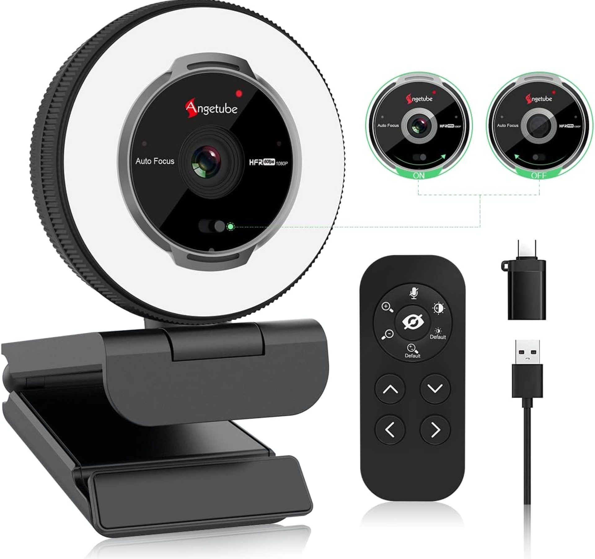 Angetube Streaming Webcam with Microphone – 1080P 60FPS USB Web Cam with Ring Light and Remote Control – HD Webcam with 5X Digital Zoom Built in Privacy Cover for PC|Computer|Laptop|Mac|Desktop Angetube Streaming Webcam with Microphone – 1080P 60FPS USB Web Cam with Ring Light and Remote Control – HD Webcam with 5X Digital Zoom Built in Privacy Cover for PC|Computer|Laptop|Mac|Desktop